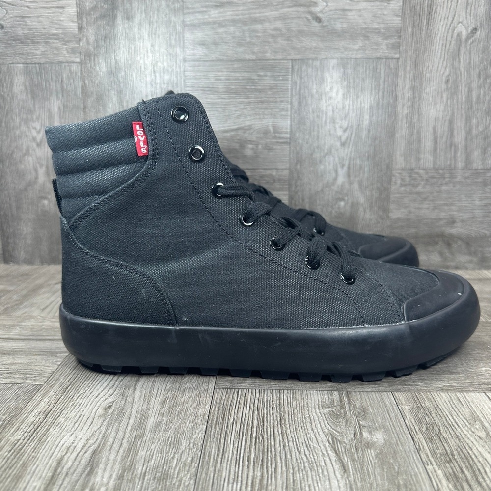 Levi's High Top Sneakers Womens 7.5 Black Canvas Lug Sole Utility NEW